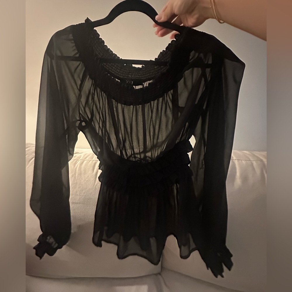 Elegant Black Sheer Women's Top
